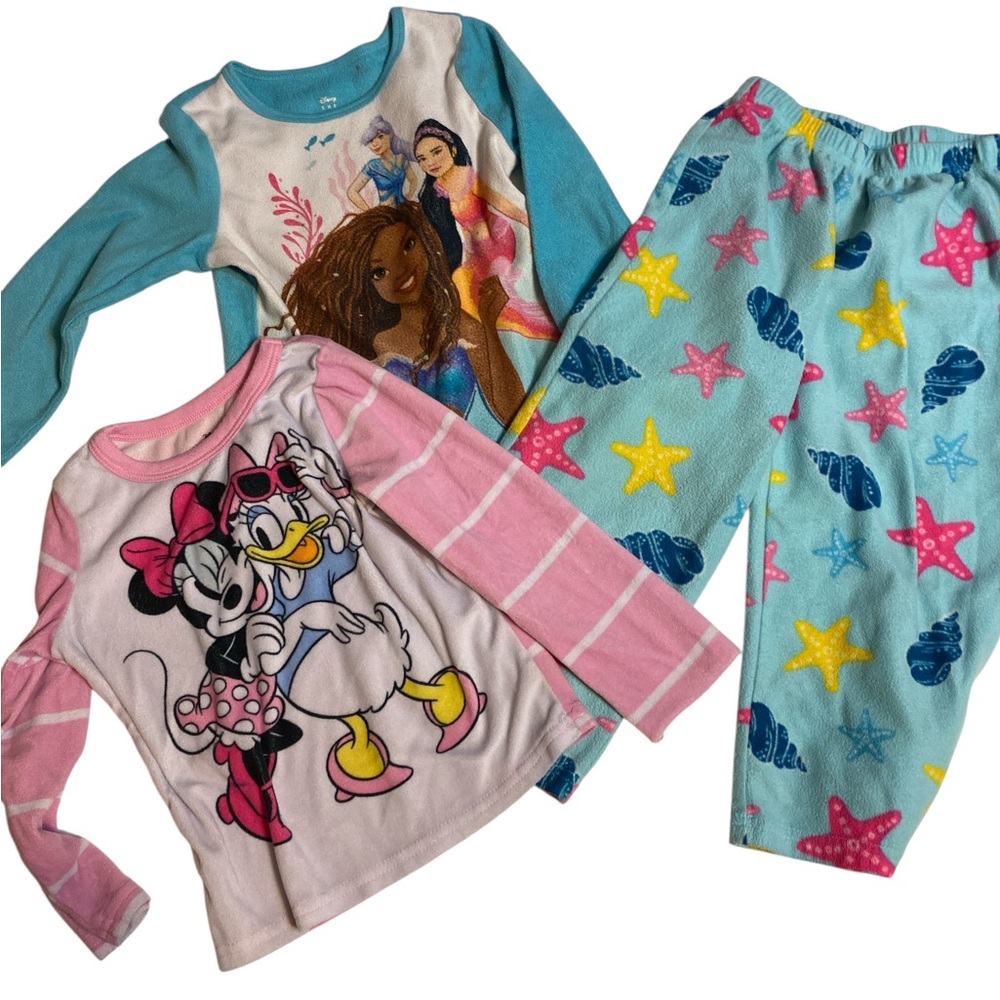 Disney Girls 2-Piece Pajama Sets - Pink & Aqua Character Prints size 4
